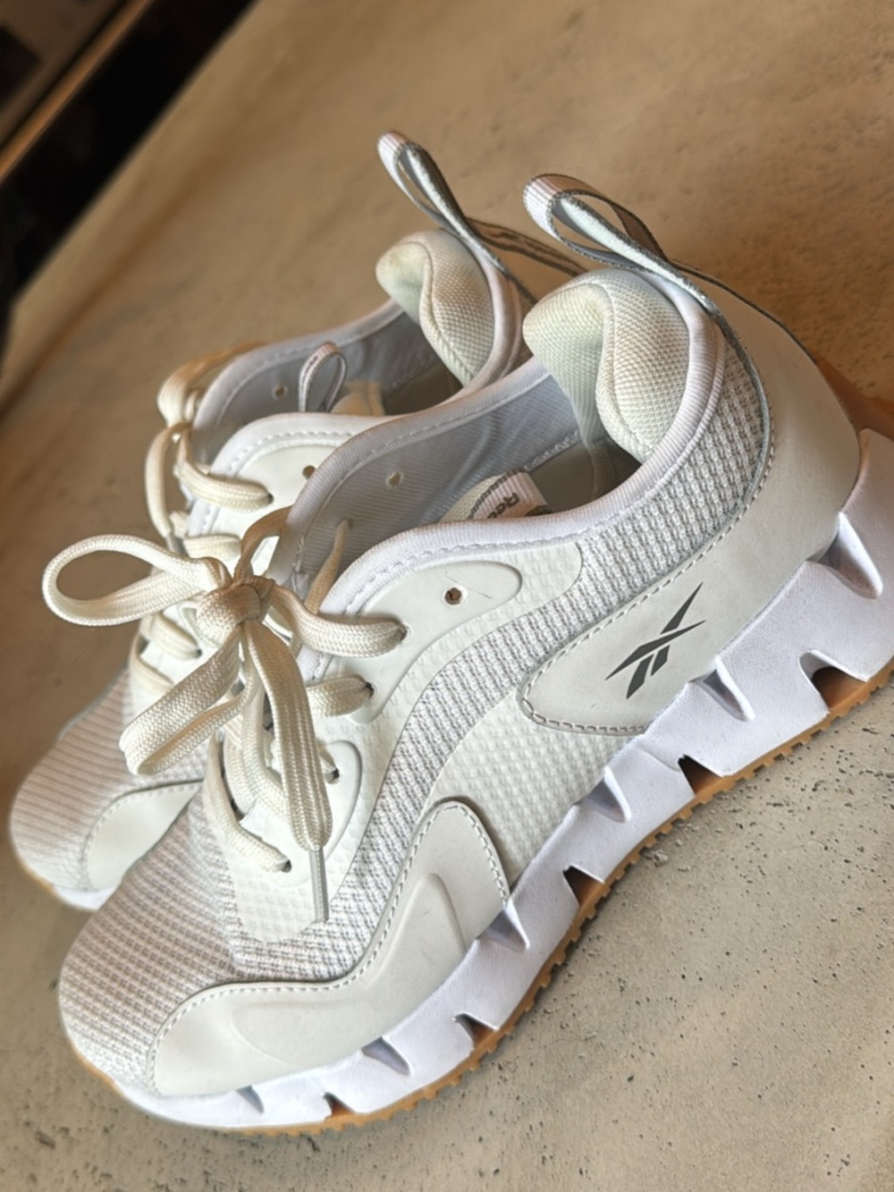 Reebok White Athletic Runner Sneakers with Gum Outsole